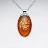 imitation amber floral etchings oval pendant p4642 13173 zoom