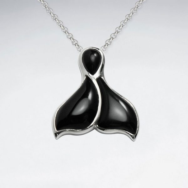 black stone whale tail silver frame pendant p2053 7658 zoom