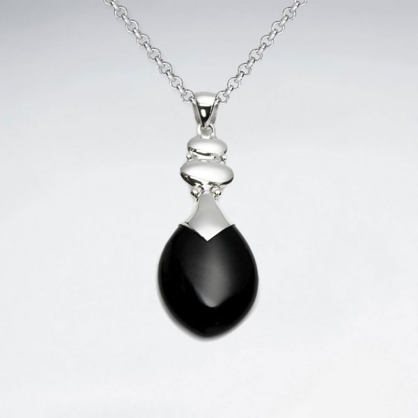 drop black stone silver pendant p2096 7751 zoom