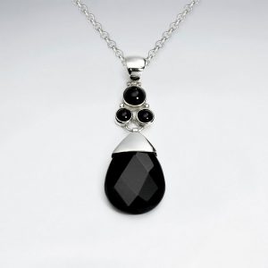 drop faceted black stone silver pendant p2074 7688 zoom