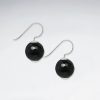 14 mm round faceted black stone dangling silver earring p1845 7247 zoom