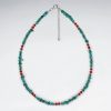 16 5 adjustable beautiful sterling silver necklace with turquoise bead embellishments p2922 8127 zoom