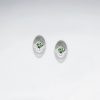 delicate silver stud earrings with green cubic zirconia accent p1744 7580 zoom