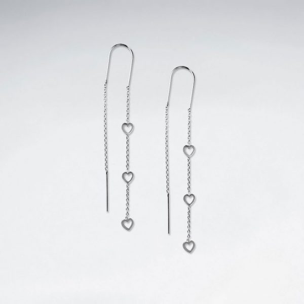 delicate silver triple star threader earrings p905 4213 zoom